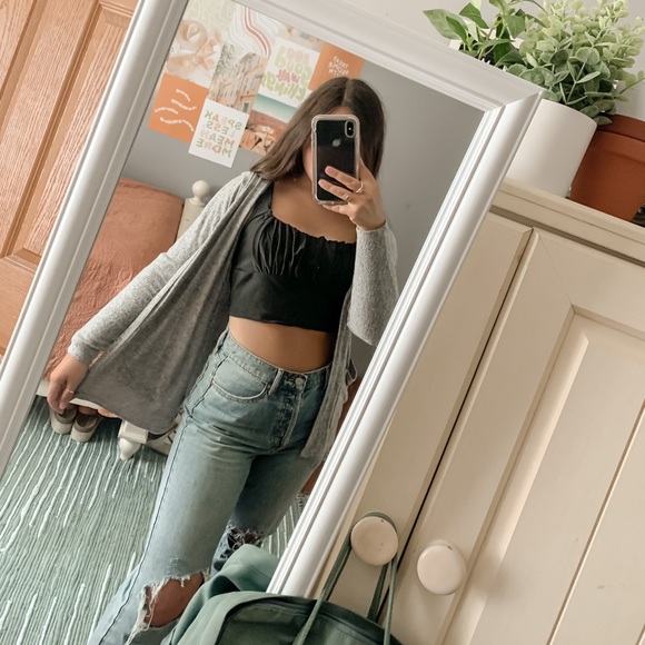 plush heather gray hooded cardigan - Picture 3 of 3